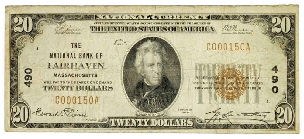 Massachusetts. Fairhaven. Fine Series 1929 $20