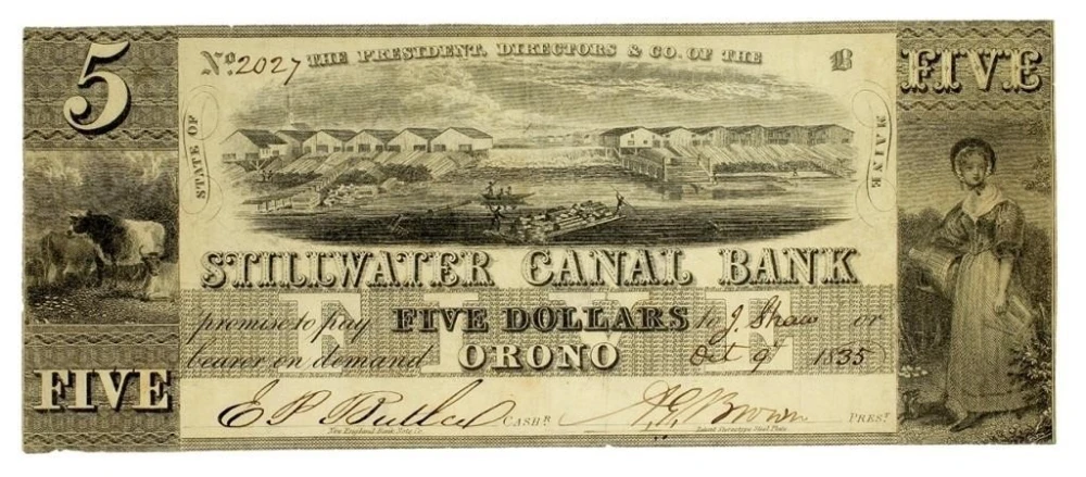 Maine. Orono. Choice VF 1835 $5 Note