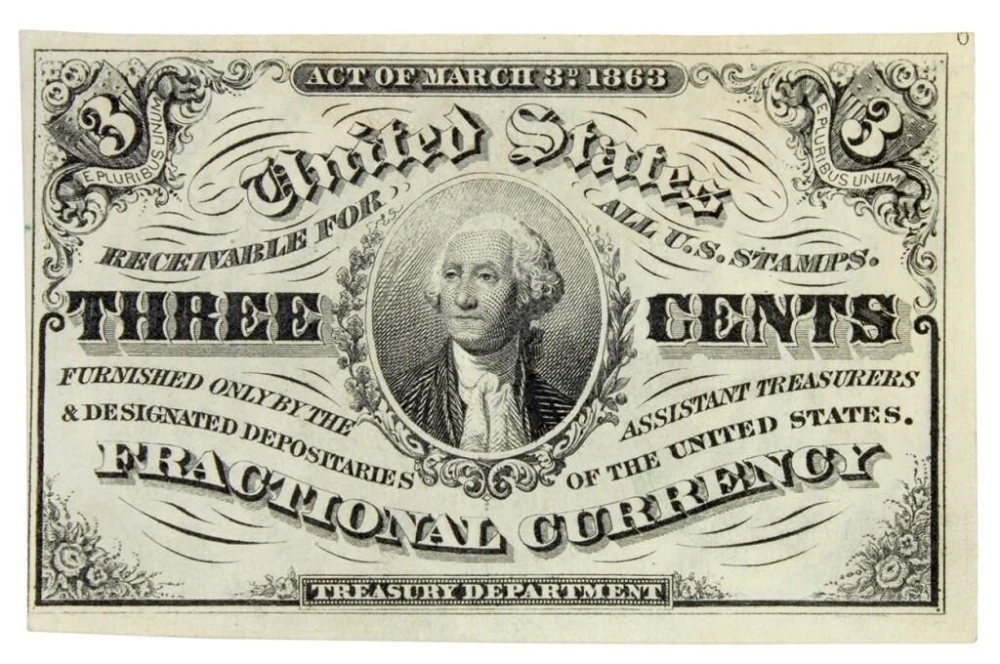 Crisp New 3-Cents Fractional Currency