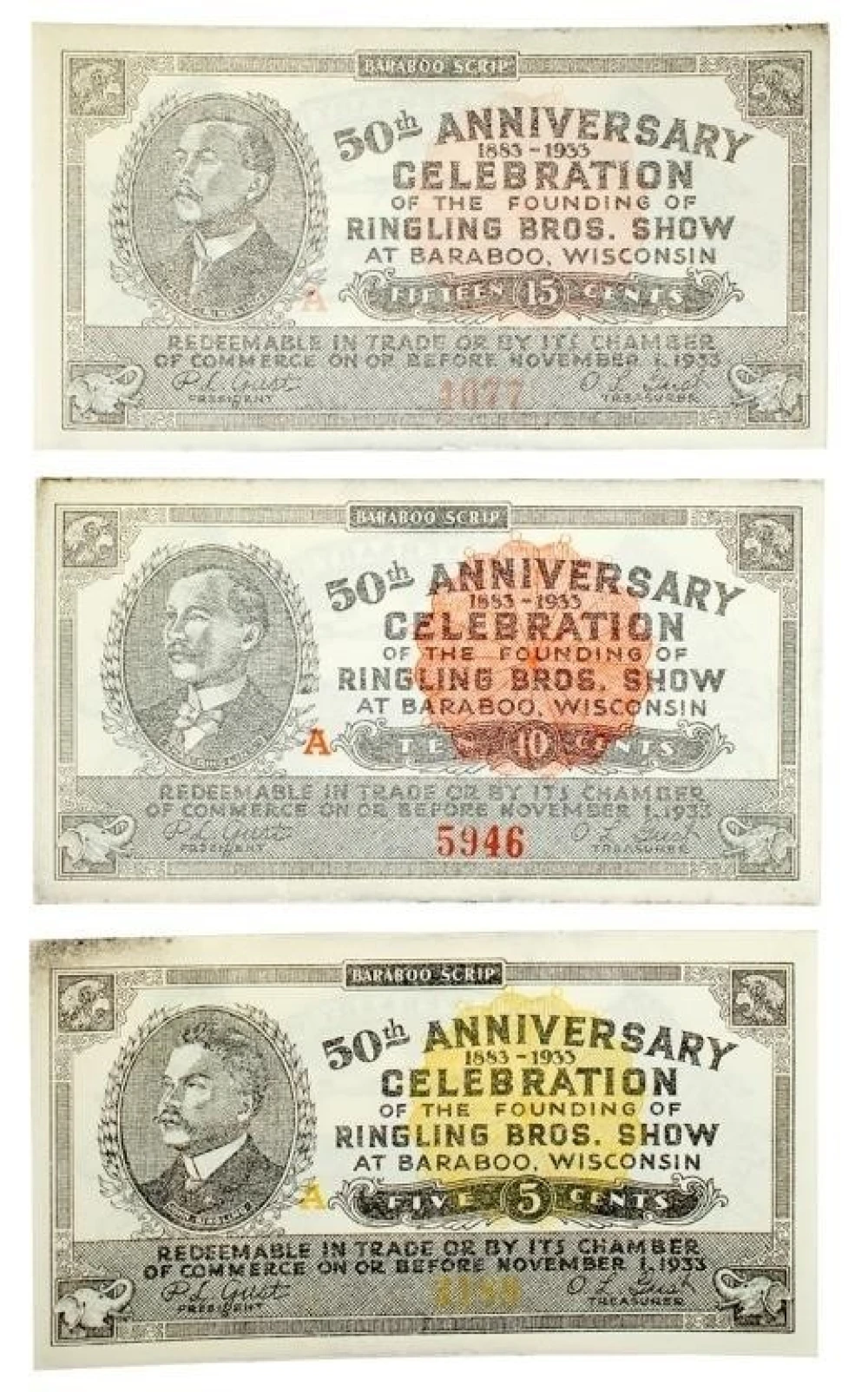 3 Piece 1933 Ringling Bros Circus Script