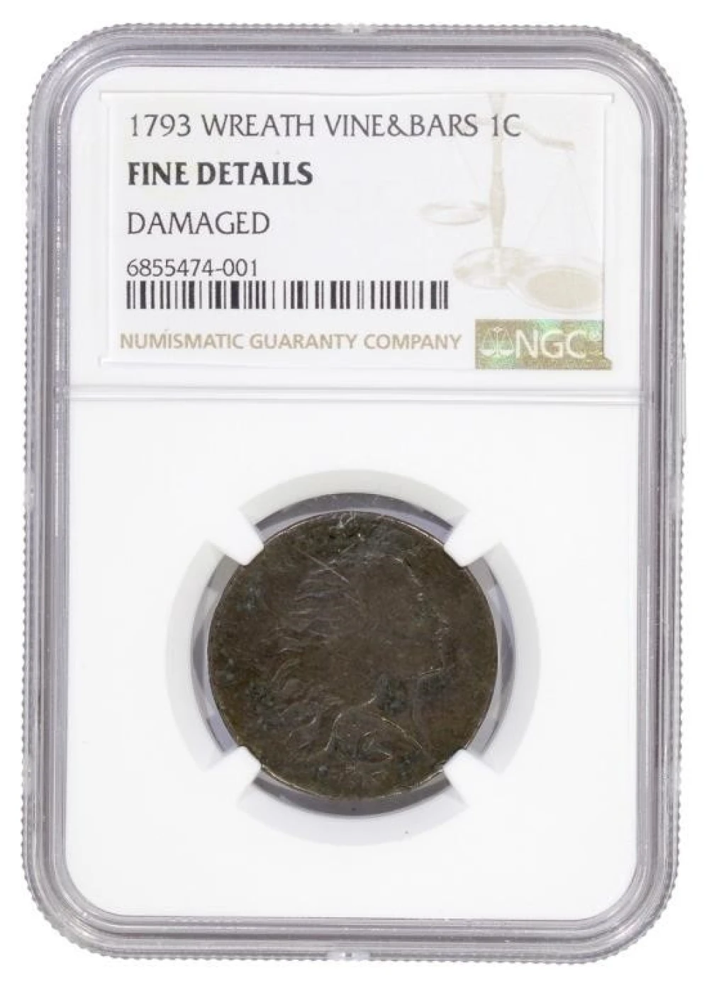 NGC Fine Details 1793 Wreath Cent