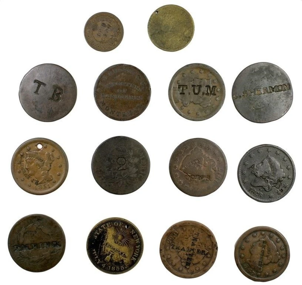 Counterstamped Large Cents Plus Tokens