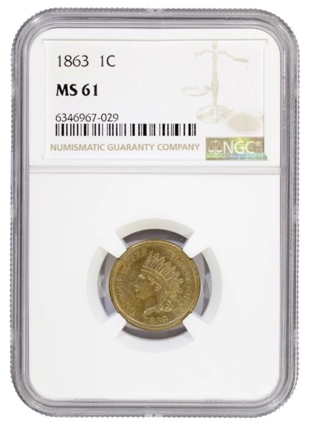 NGC MS-61 1863 Cent