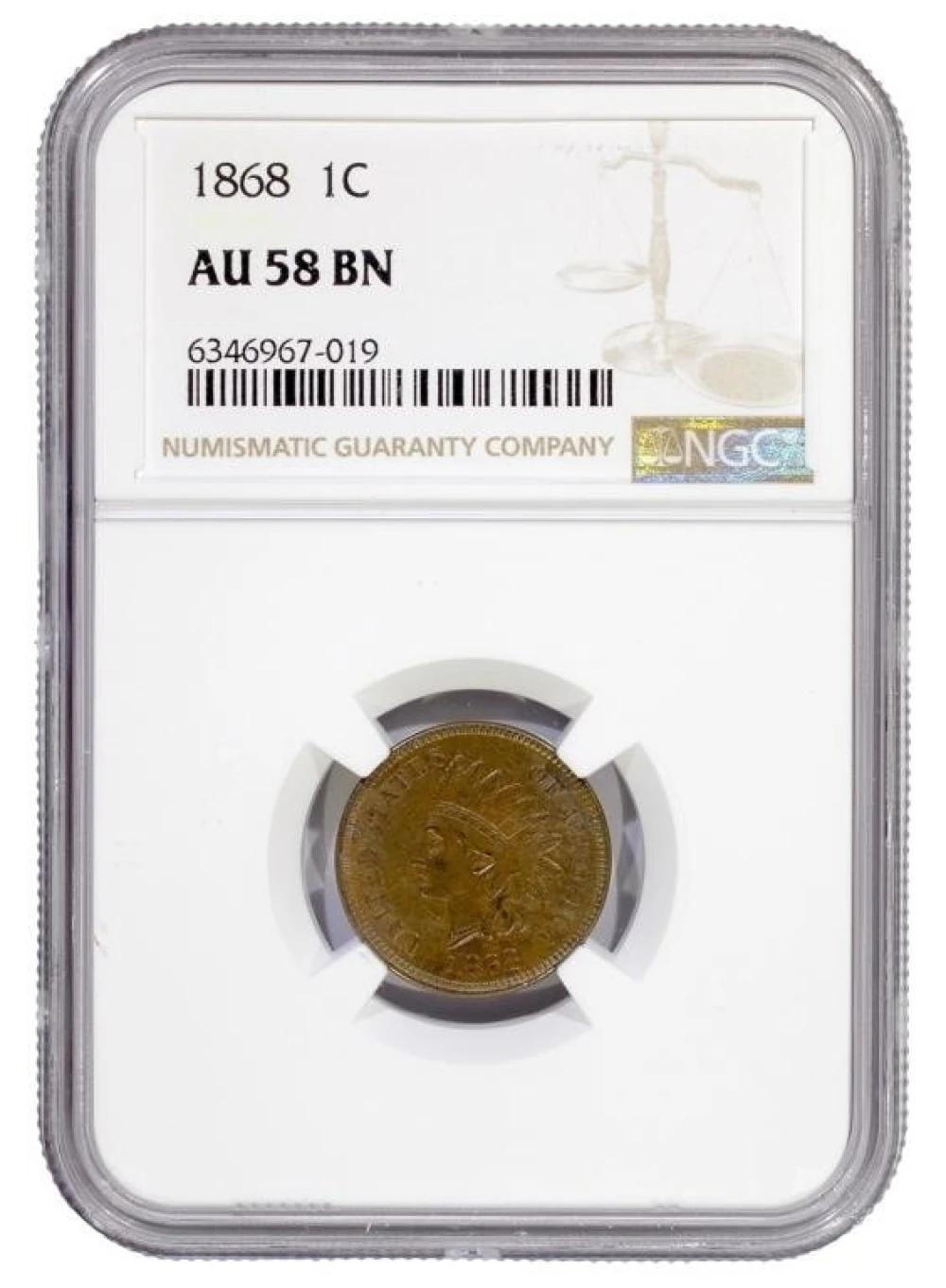 NGC AU-58 1868 Cent