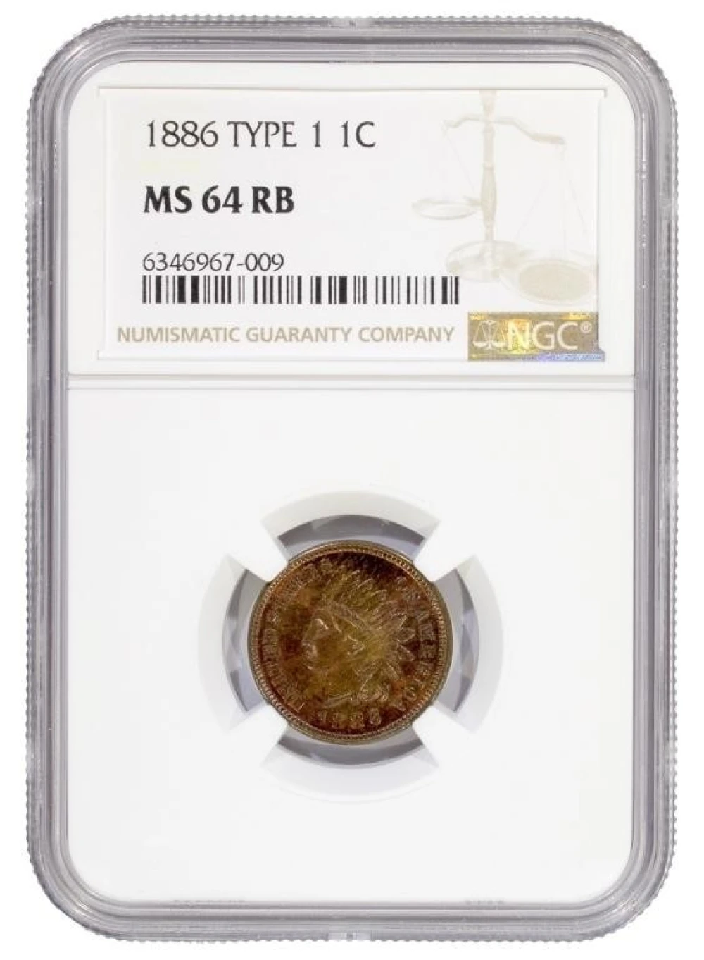 NGC MS-64 RB 1886 Type I Cent