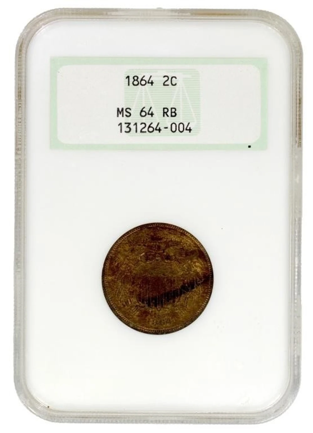 NGC MS-64 RB 1864 Large Motto Two-Cents