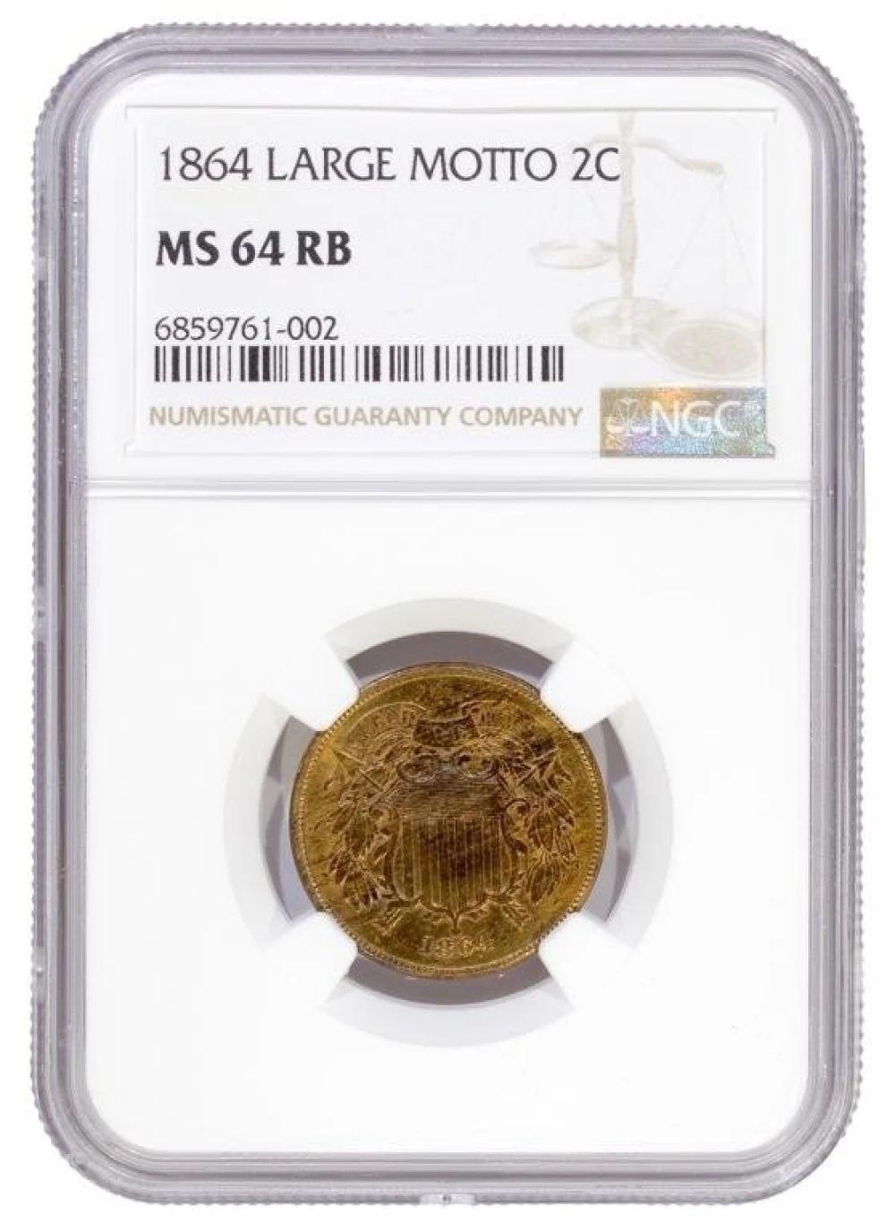A 2nd NGC MS-64 RB 1864 Large Motto Two-Cents