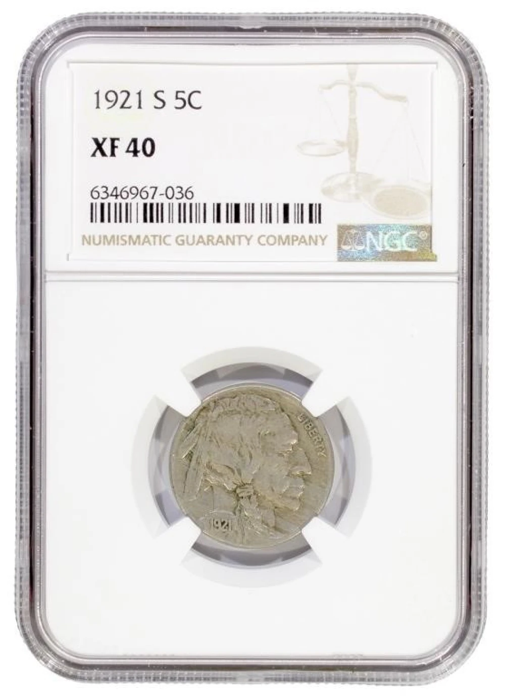 NGC EF-40 1921-S Nickel