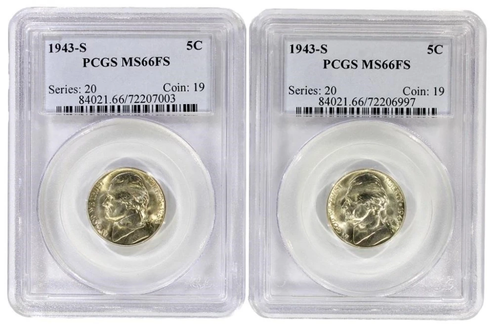 Pair of PCGS MS-66 FS 1943-S War Nickels