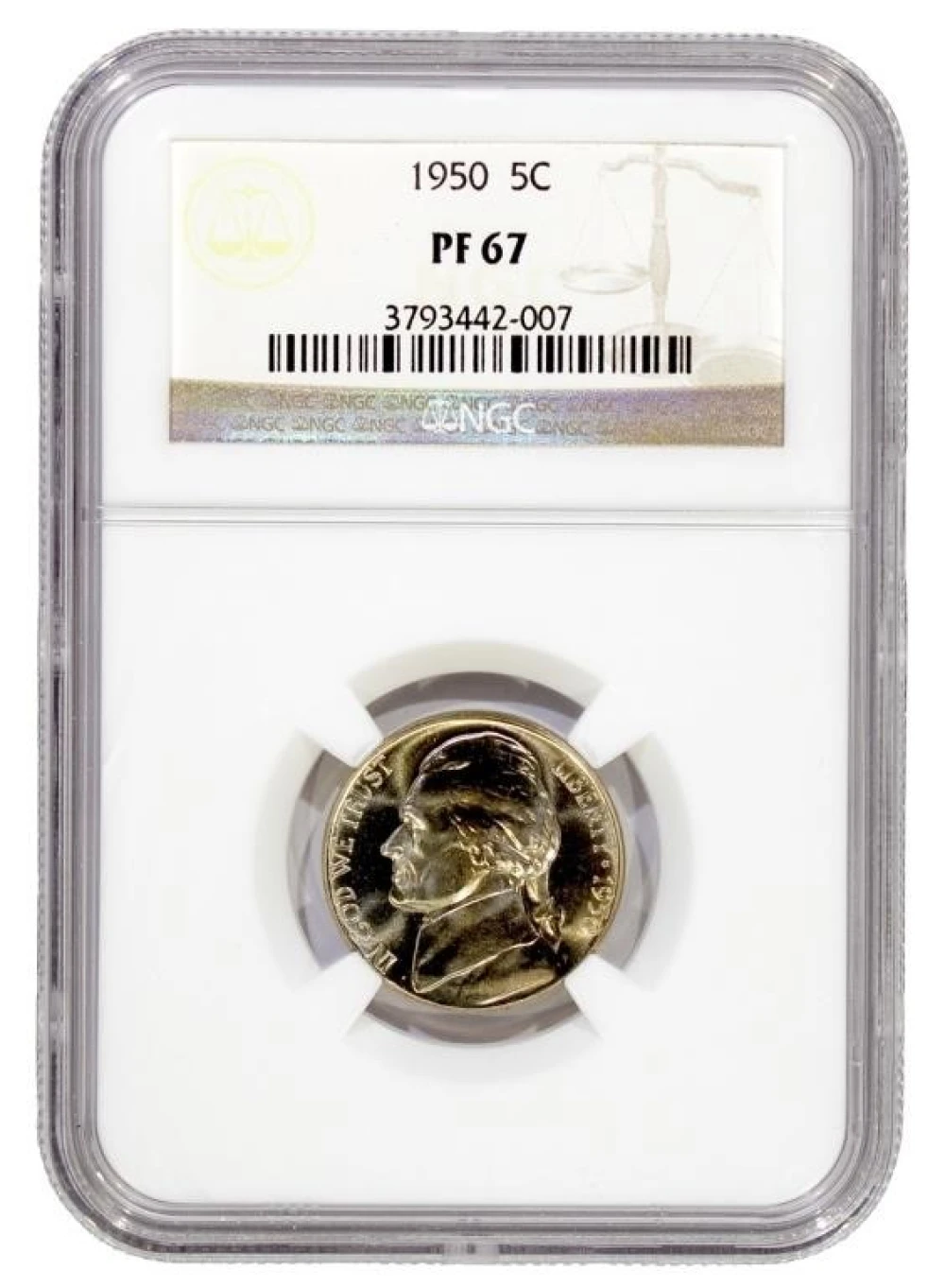 NGC Proof-67 1950 Jefferson Nickel