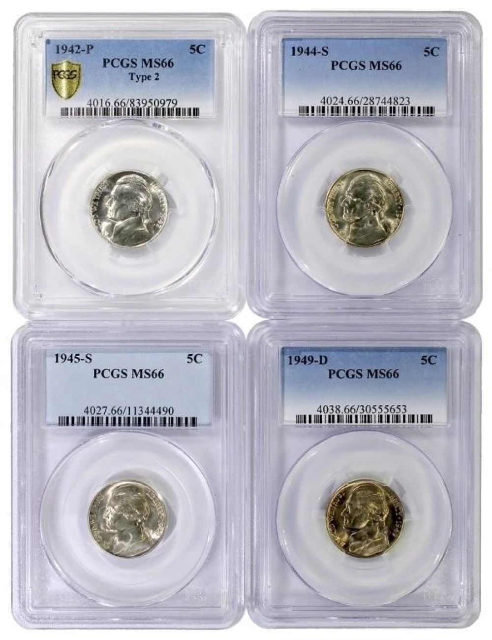 PCGS MS-66 Jefferson Nickel Quartet