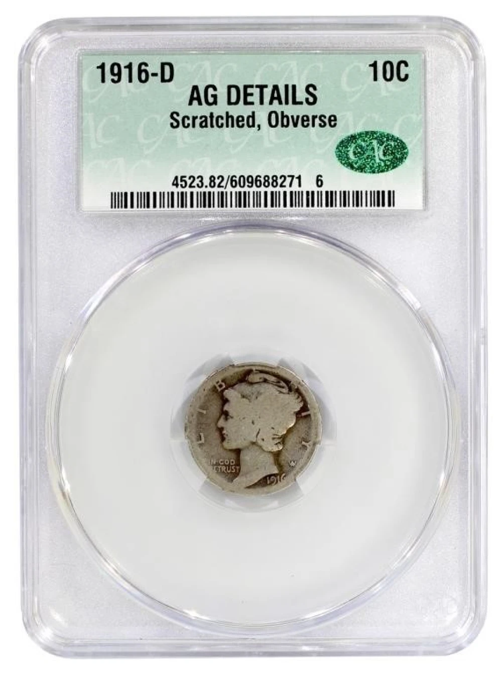 CACG AG Details 1916-D Mercury Dime