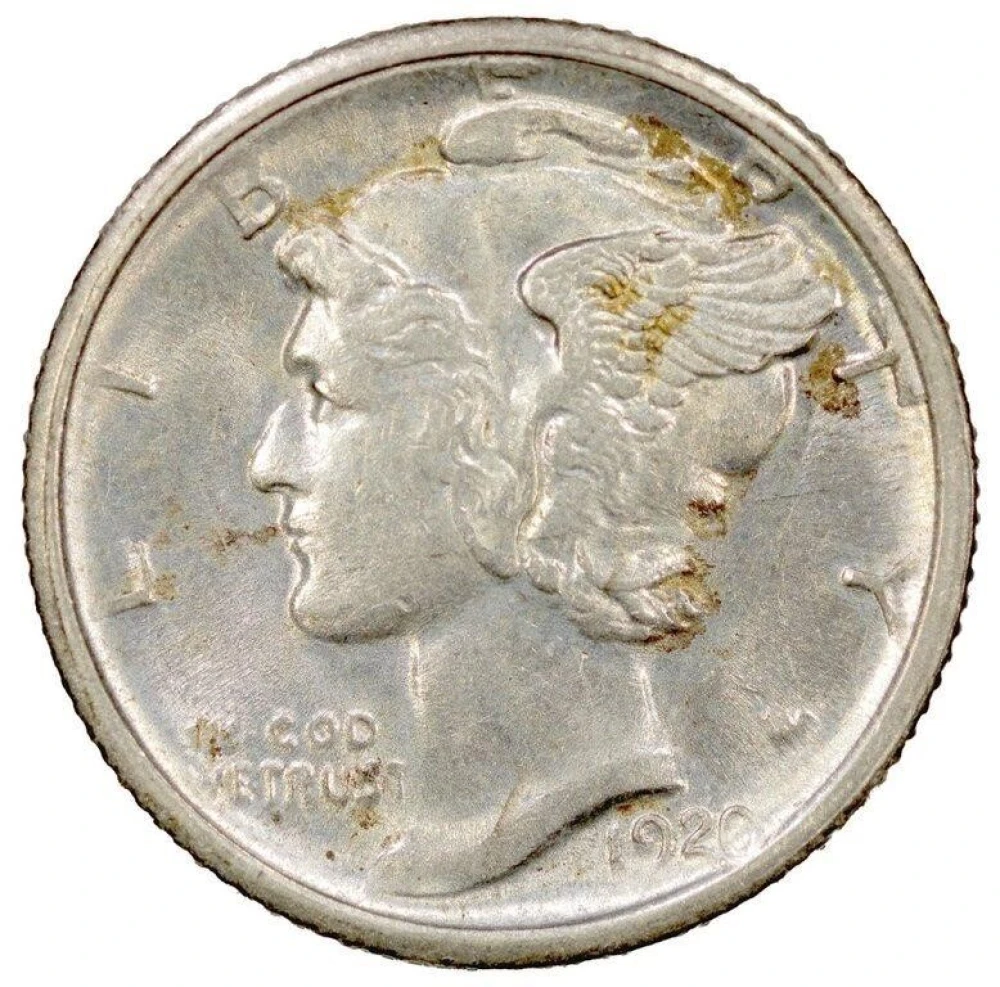 Split Bands BU 1920-S Dime