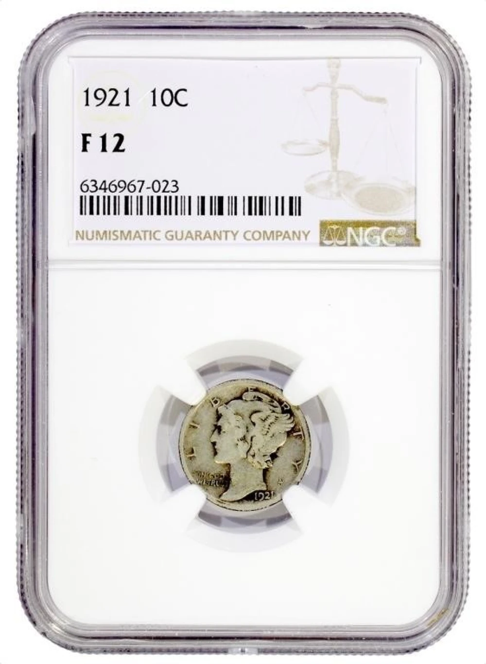 NGC Fine-12 1921 Dime
