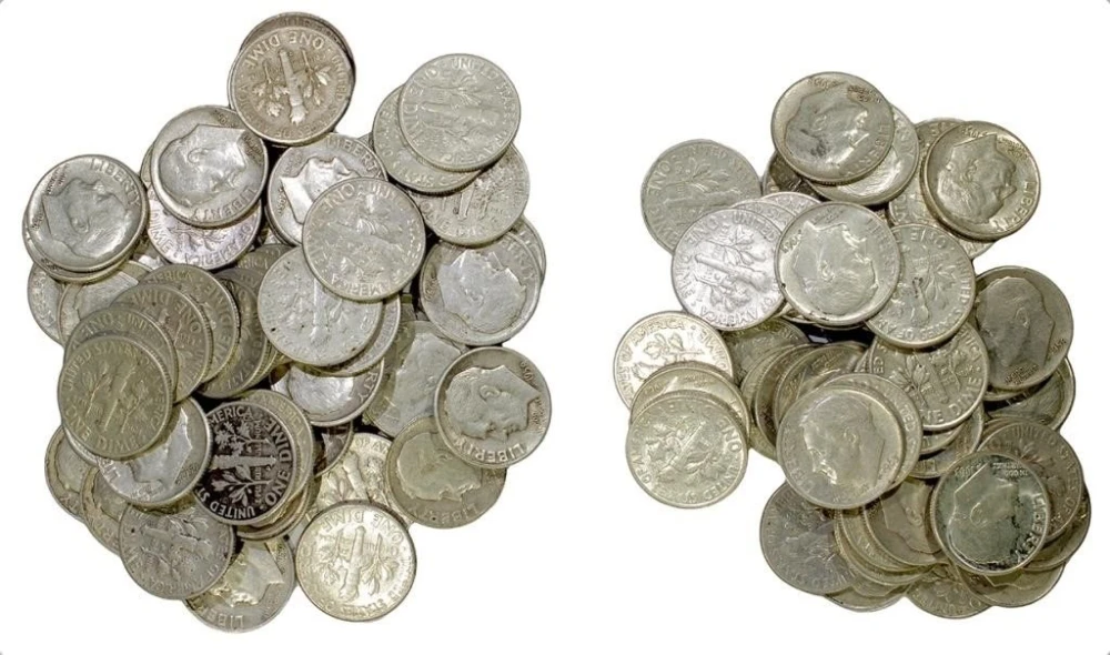 100 pcs Silver Roosevelt Dimes