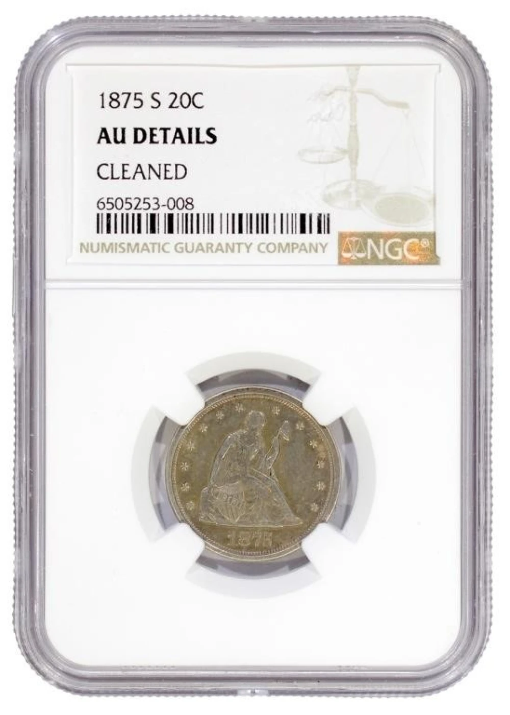 NGC AU Details 1875-S 20-Cents