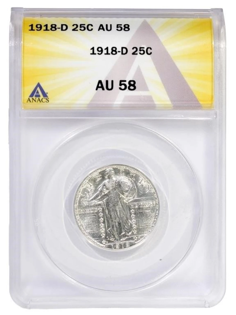 ANACS AU-58 1918-D Standing Liberty Quarter