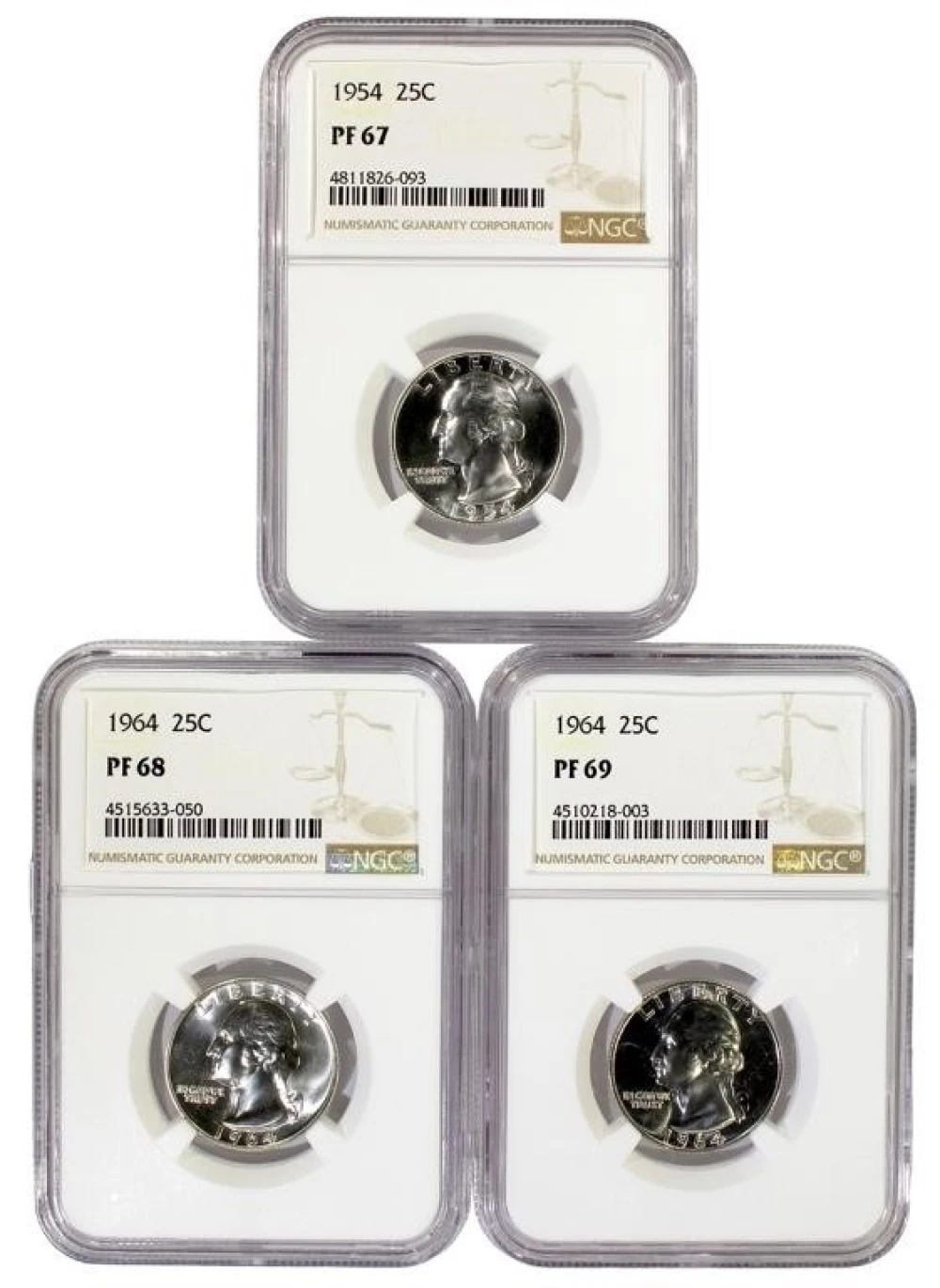 NGC Gem Proof Washington Quarter Trio
