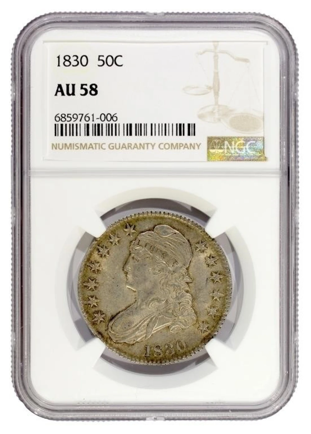 NGC AU-58 1830 Half Dollar