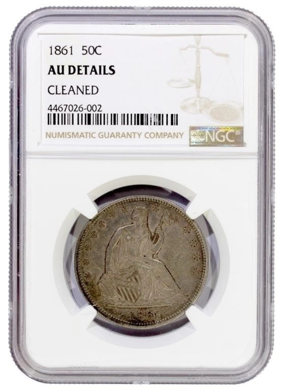NGC AU Details 1861 Half Dollar
