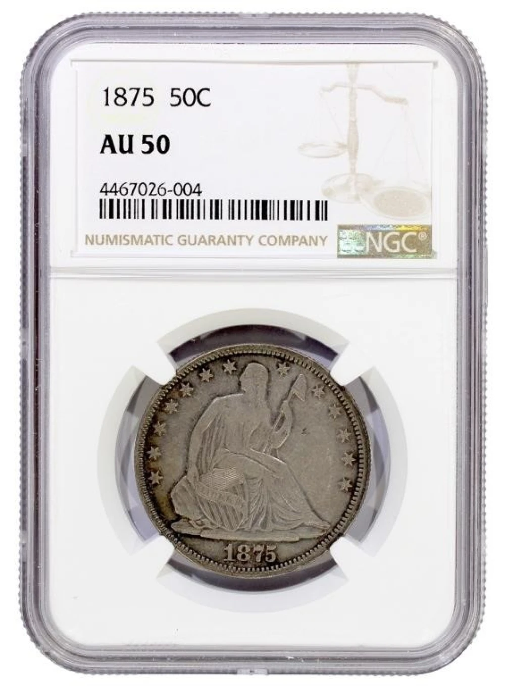 NGC AU-50 1875 Half Dollar