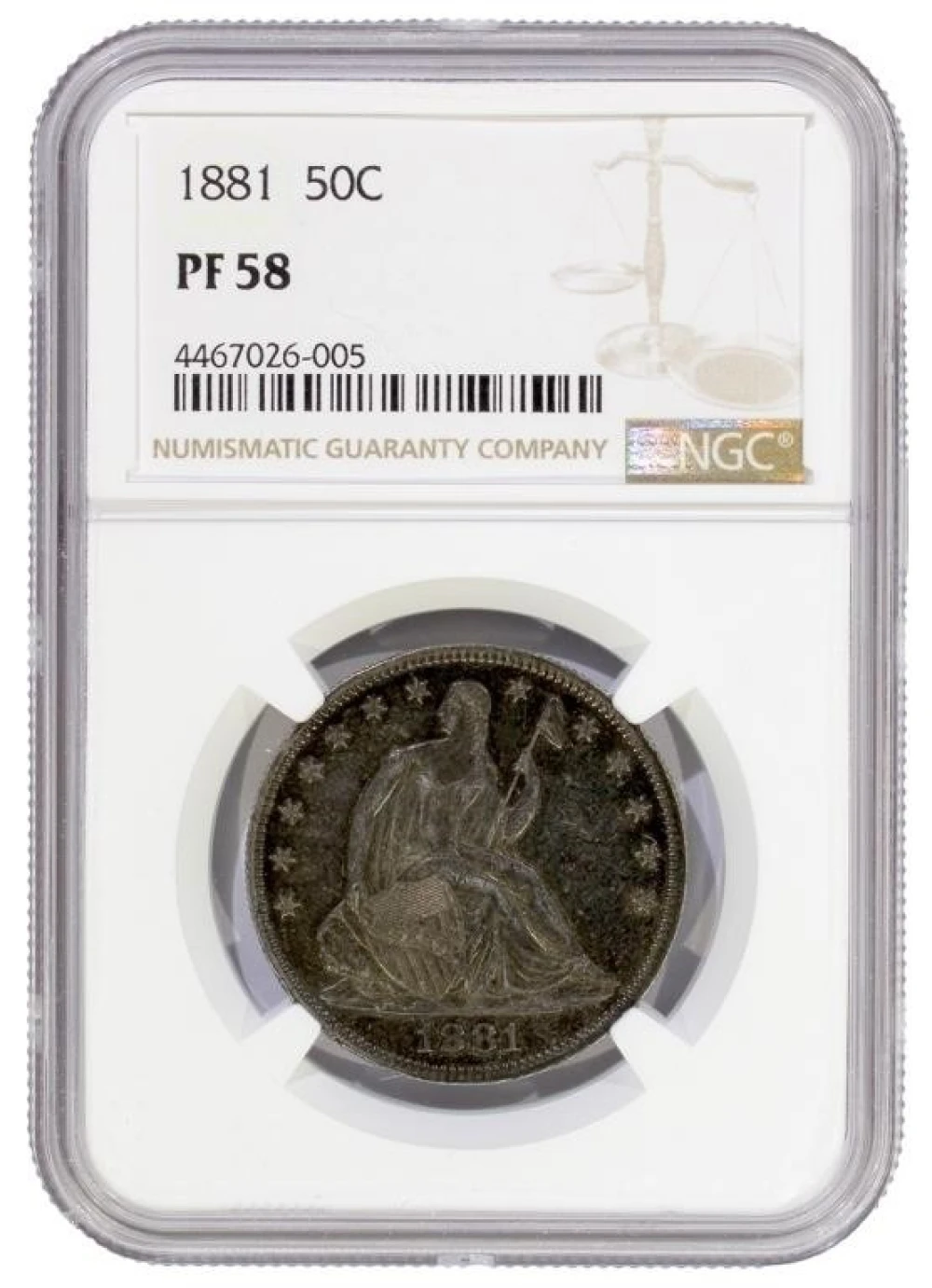 NGC Proof-58 1881 Half Dollar
