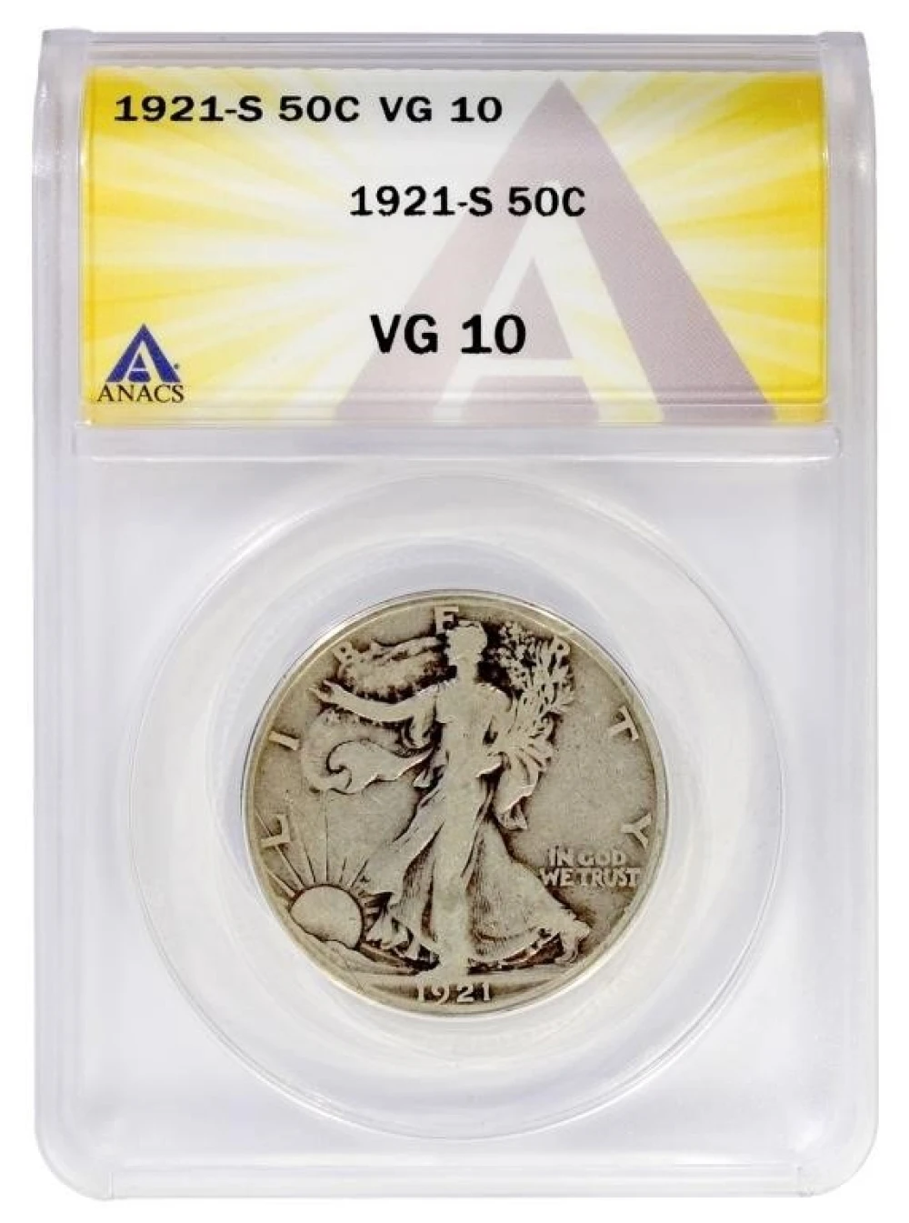 ANACS VG-10 1921-S Half Dollar