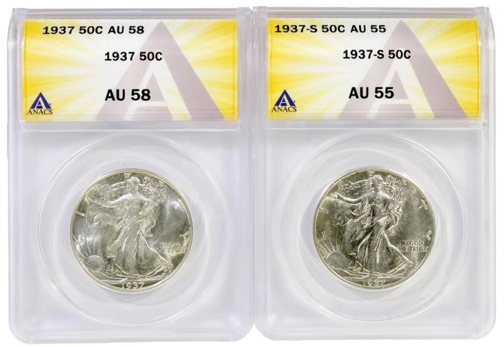 ANACS AU 1937-P&S Half Dollar Pair