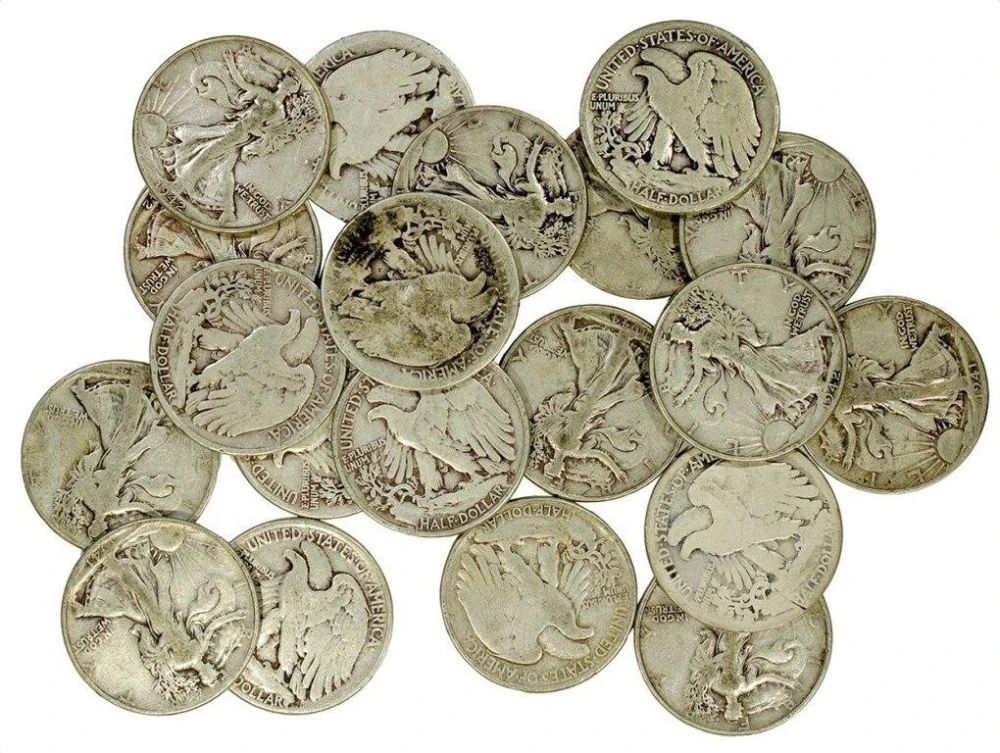 Roll of Circ Walking Liberty Half Dollars