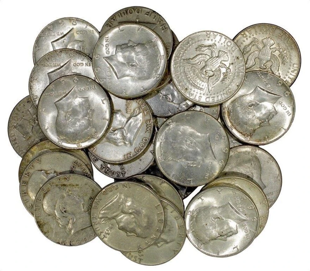 27 Pieces Mixed Franklin and 1964 Kennedy Halves