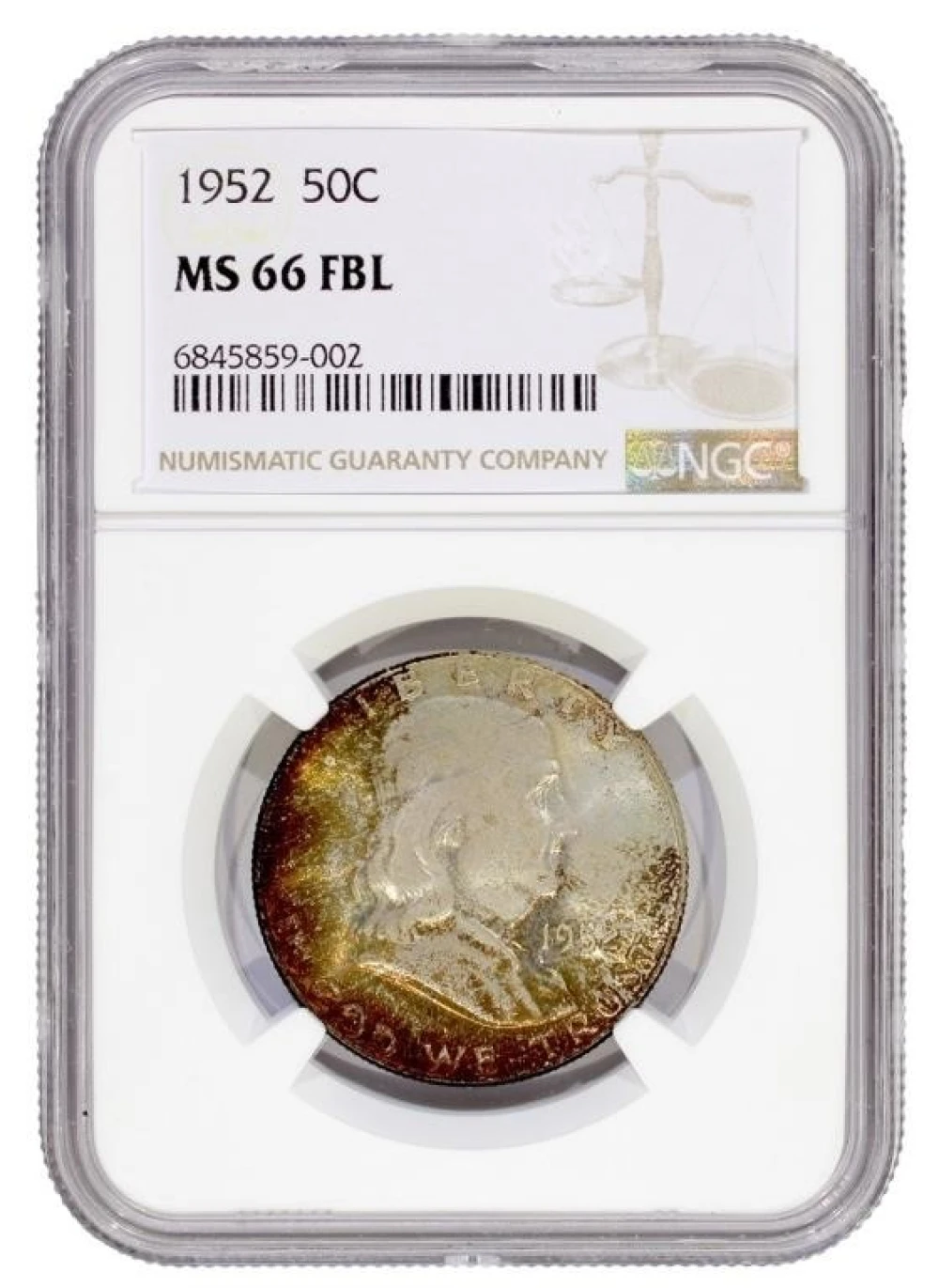 NGC MS-66 FBL 1952 Franklin Half Dollar
