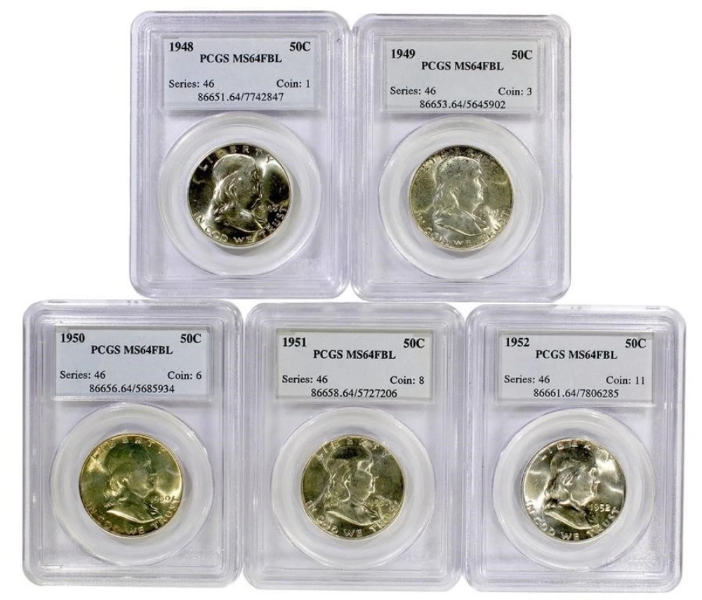 PCGS Date Run MS-64 FBL Franklin Half's