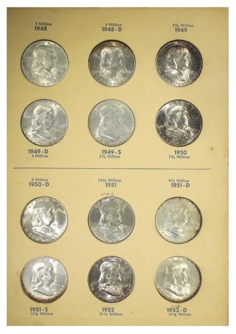 Choice BU+ Complete Franklin Half Set