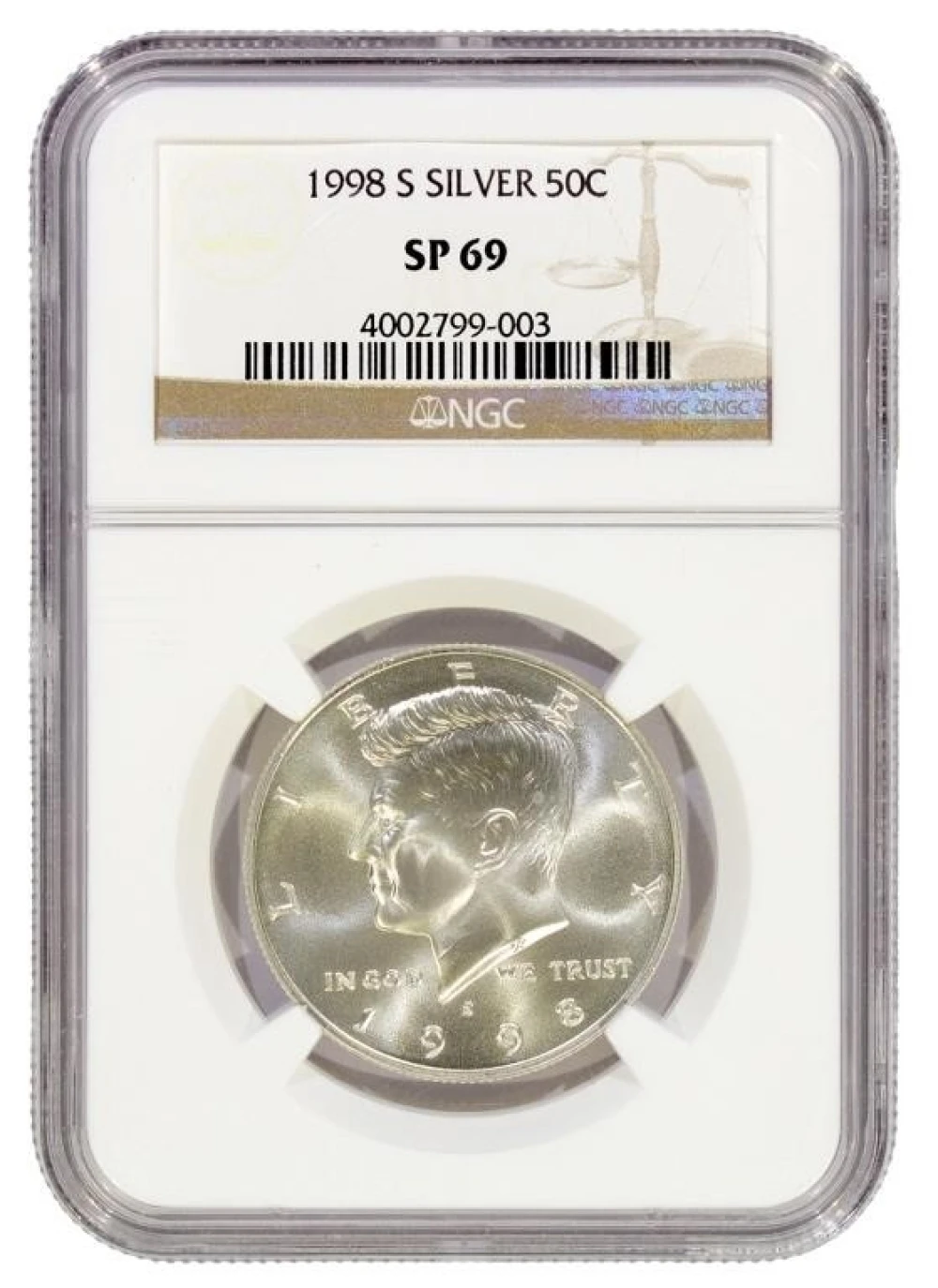 NGC Specimen-69 1998-S Silver Half Dollar