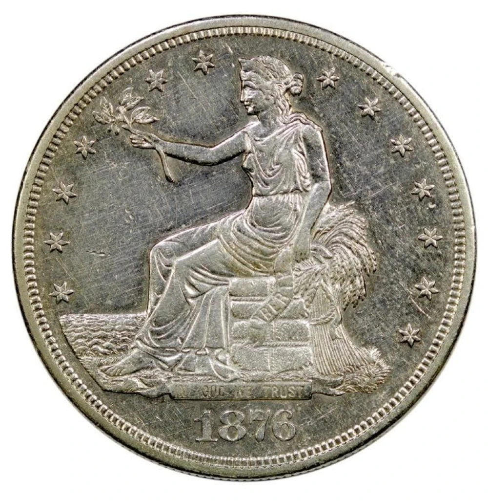 AU Details 1876-S Trade $1