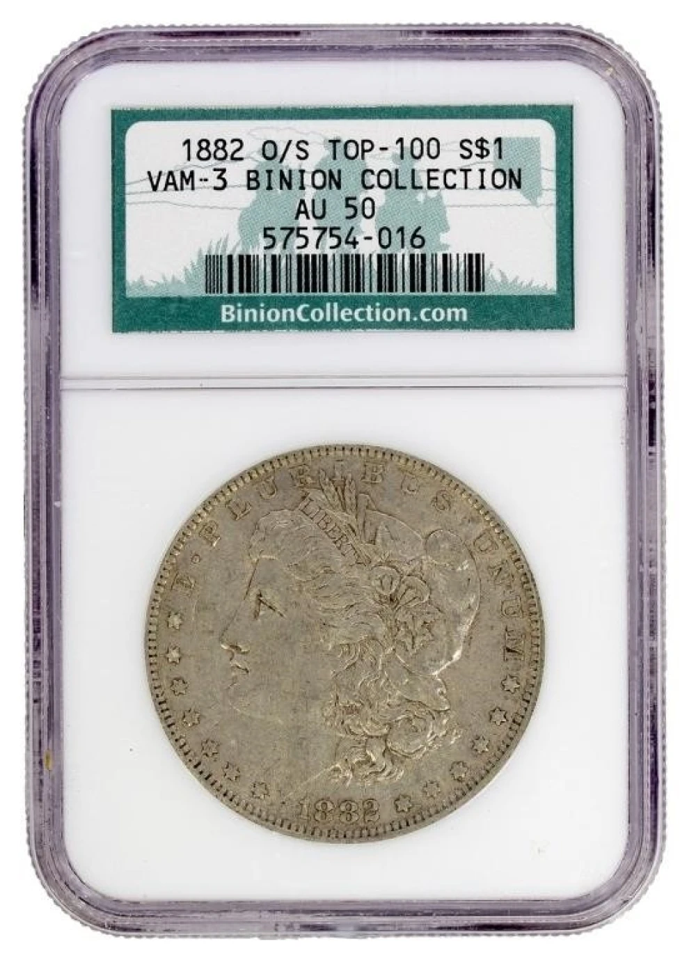 NGC AU-50 1882-O/S Binion Dollar