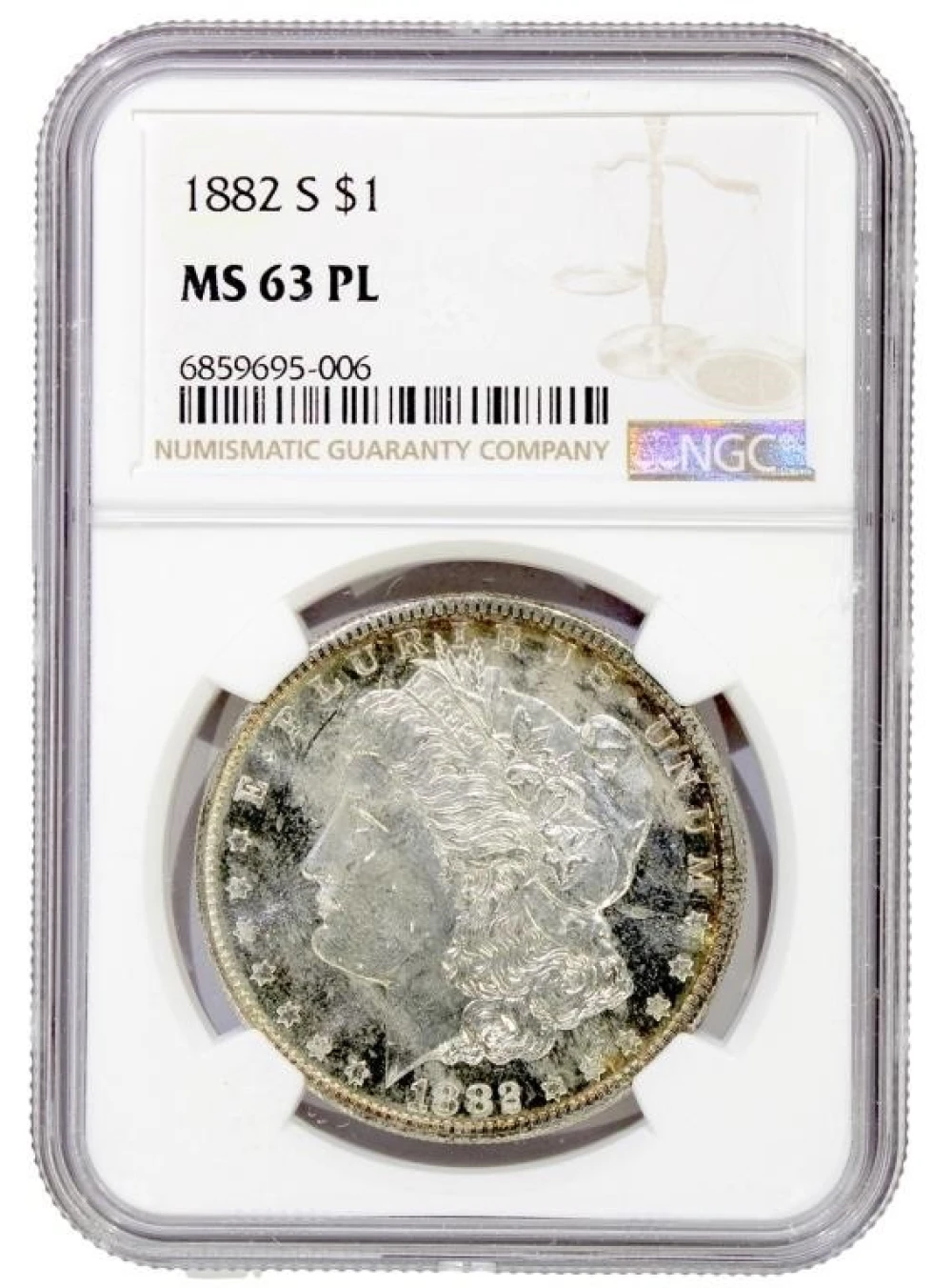 NGC MS-63 PL 1882-S Morgan Dollar