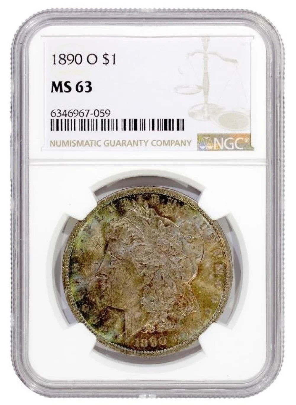 Colorful NGC MS-63 1890-O Morgan $1