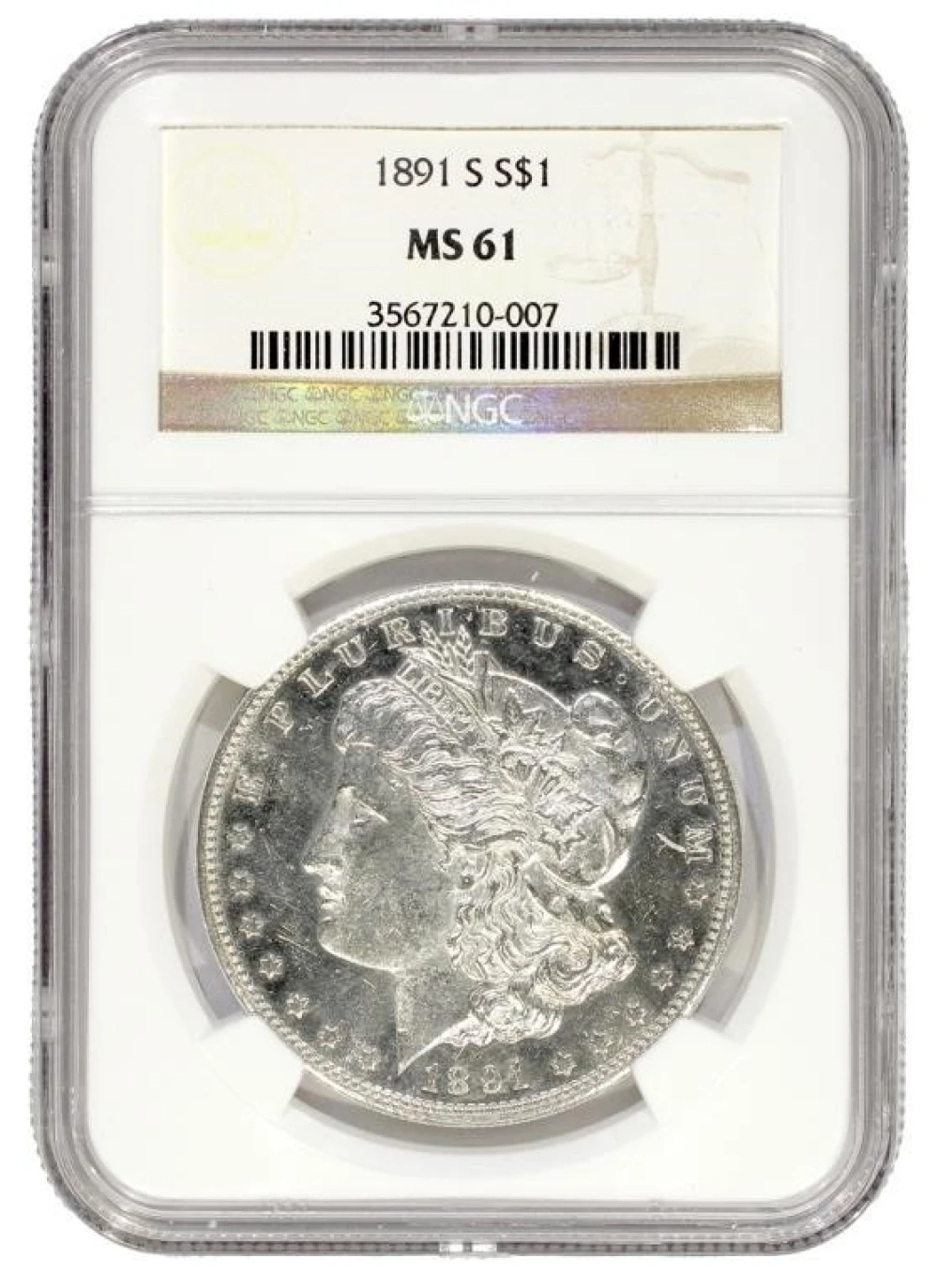 NGC MS-61 1891-S Morgan $1