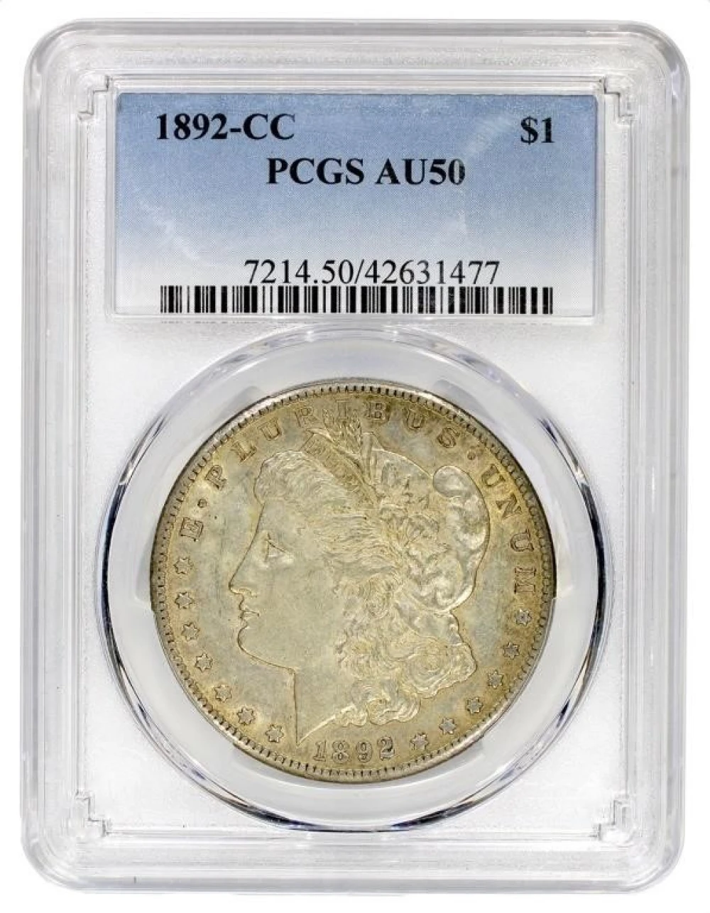 PCGS AU-50 1892-CC Morgan $1