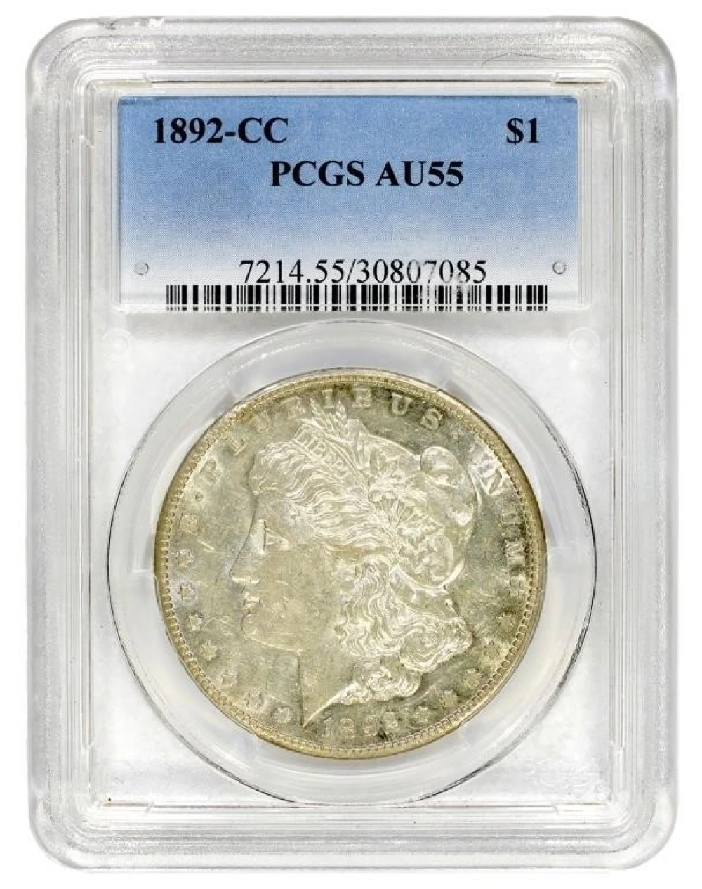 PCGS AU-55 1892-CC Morgan Dollar