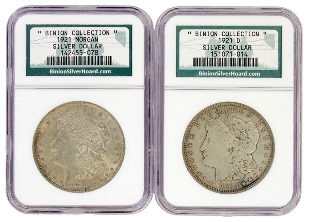 NGC Binion Collection 1921 P&D Morgan Dollar Pair