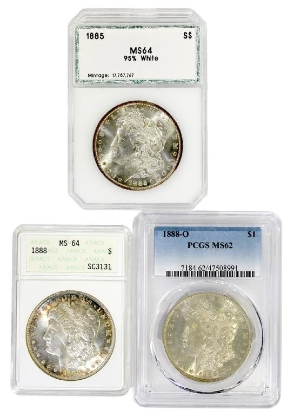 Certified Morgan Dollar Trio