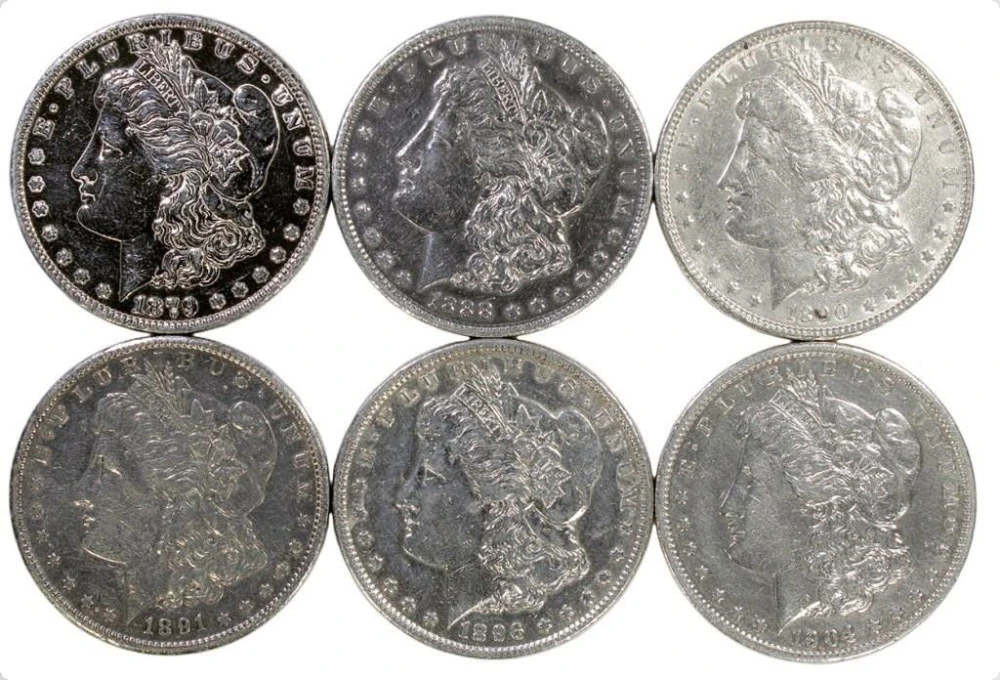 6 Pieces Pre-21 Morgan Dollars