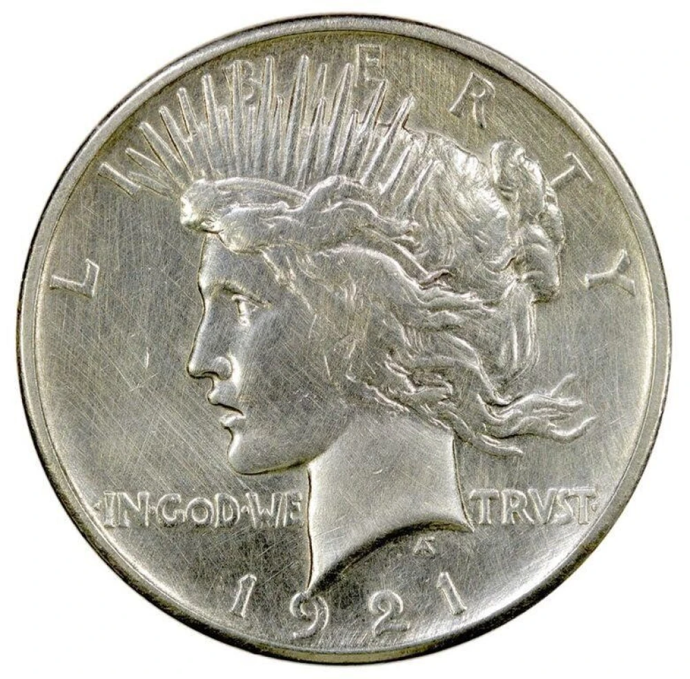 EF Details 1921 Peace Dollar