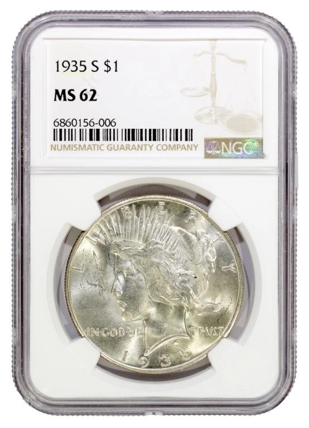 NGC MS-62 1935-S Peace $1