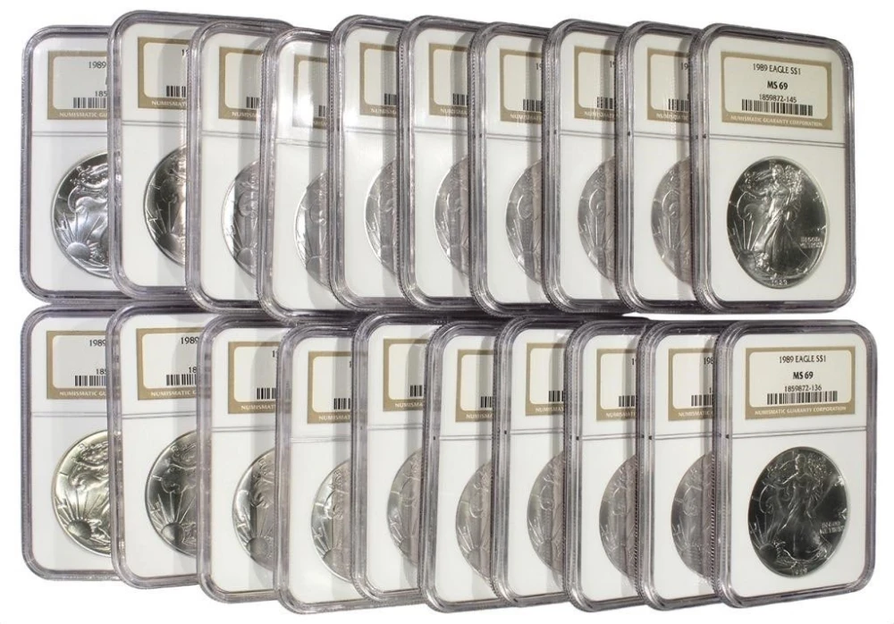 Lot of 20 1989 NGC MS-69 American Silver Eagles