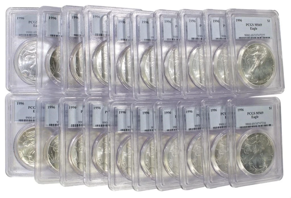 Lot of 20 PCGS MS-69 1996 American Silver Eagles