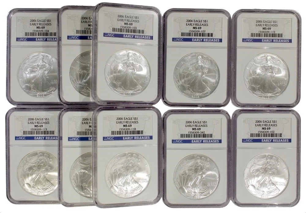 10 2006 NGC MS-69 Early Releases Silver Eagles