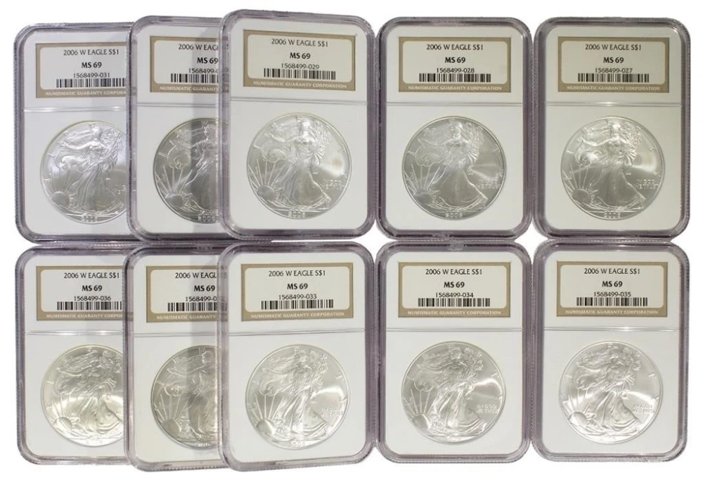 A 2nd lot of 10 NGC MS-69 2006-W Silver Eagles